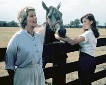 Dallas Barbara Bel Geddes with Victoria Principal by horse paddock 8x10 photo