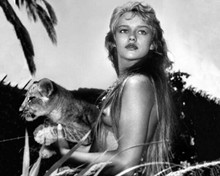 Marion Michael as Liane Jungle Goddess holding baby lion 8x10 inch photo