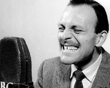 Terry-Thomas does his famous toothy grimace before BBC microphone 8x10 photo