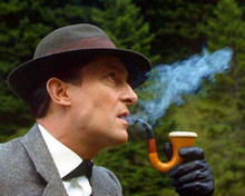 Jeremy Brett puffing on his smoking pipe as Sherlock Holmes 8x10 inch photo