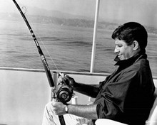 Jerry Lewis does some fishing between takes 1960's era 8x10 inch photo