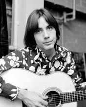 Jackson Browne 1960's era portrait in flowered shirt holding guitar 8x10 photo