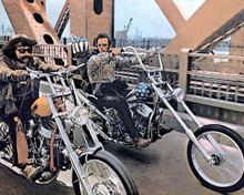 Easy Rider Dennis Hopper Peter Fonda on choppers crossing bridge 8x10 photo