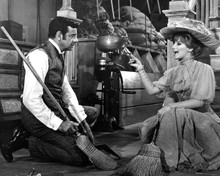 Hello Dolly Walter Matthau and Barbra Streisand with brooms 8x10 inch photo