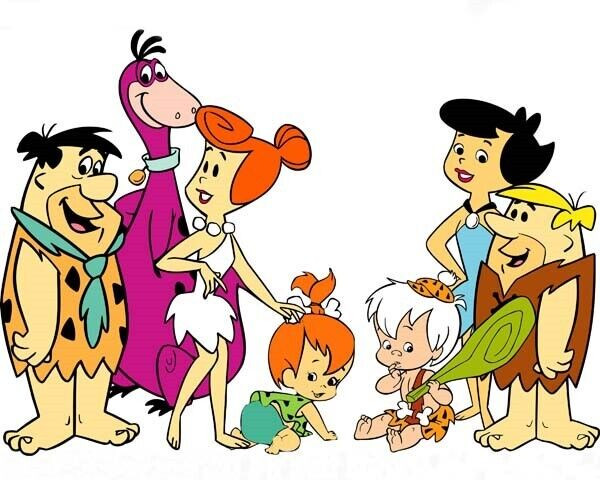 The Flintstones Fred and Barney with their wives and kids 8x10