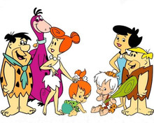 The Flintstones Fred and Barney with their wives and kids 8x10 inch photo