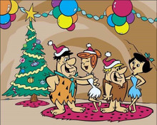 The Flintstones Christmas Fred Wilma Barney & Betty dance by tree 8x10 photo