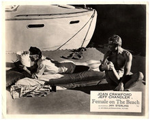 Female on the Beach Joan Crawford sunbathes Jeff Chadler bare chest 8x10 photo