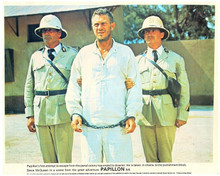 Papillon 1973 Steve McQueen in handcuffs between guards 8x10 inch photo