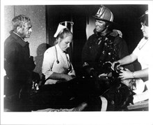 The Towering Inferno Steve McQueen in scene with fireman 8x10 inch photo