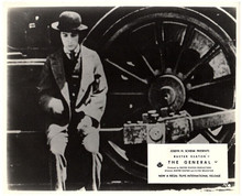 The General 1926 Buster keaton sits near wheel of W&ARR locomotive 8x10 photo