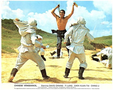 Chinese Vengeance 1973 David Chiang leaps into air with machete 8x10 inch photo