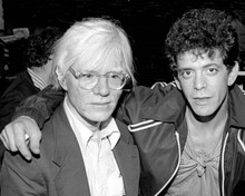 Lou Reed and Andy Warhol pose for press cameras 8x10 inch photo