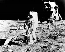 Apollo 11 on the moon Neil Armstrong constructs probe 8x10 inch photo