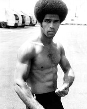 Jim Kelly strikes a kung fu pose bare chested as Black Belt Jones 8x10 photo