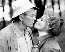 On Golden Pond Henry Fonda & Katharine Hepburn pucker up for kiss 8x10 photo