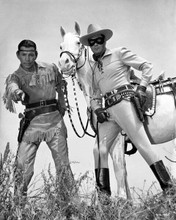 The Lone Ranger TV series Clayton Moore holds Silver Jay Silverheels 8x10 photo