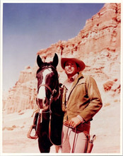 Michael Landon poses with his horse as Little Jo Bonanza 8x10 inch photo