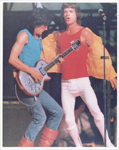 The Rolling Stones Mick & Ronnie in full swing on stage 1980's 8x10 inch photo