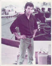 Rick Springfield in shirt and jeans 1980's posing in harbor 8x10 inch photo