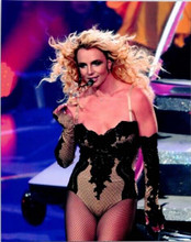 Britney Spears in corset and stockings performs on stage 8x10 press photo