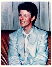 David Bowie vintage 8x10 press photo in blue suit smiling for cameras