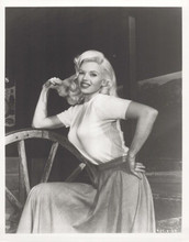 Jayne Mansfield busty pose in white sweater and skirt 8x10 inch photo