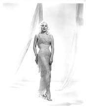 Mamie Van Doren full body pose in eye catching gown 8x10 inch photo