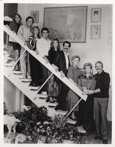 The Brady Bunch 1980's reunion TV movie cast pose on Brady stairs 8x10 ...