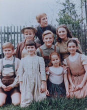 The Sound of Music Julie Andrews poses with Von Trapp kids in garden 8x10 photo