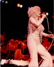 Dolly Parton vintage 1970's 8x10 press photo on stage in sequins singning