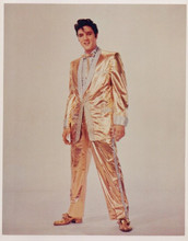 Elvis Presley wears gold shiny suit full body pose 8x10 inch photo