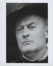 Edward Woodward portrait from unidentified movie wearing hat 8x10 inch photo