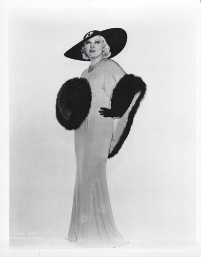 Mae West classic pose 1930's in hat and gloves with fur 8x10 inch photo ...