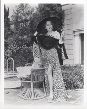 Gloria Swanson full body pose in leopard print dress showing leg 8x10 inch photo