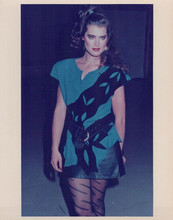 Brooke Shields 1980's poses for press in blue dress vintage 8x10 inch photo