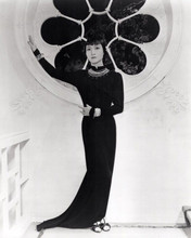 Anna May Wong full body pose in black dress standing by window 8x10 inch photo