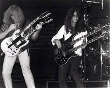 Rush 1970's concert Alex Lifeson Geddy Lee play twin neck guitars 8x10 photo