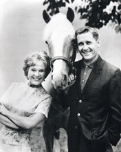 Mr Ed TV sitcom stars Connie Hines Alan Young pose with Mr Ed 8x10 inch photo