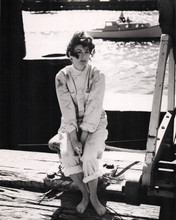 Ava Gardner sits on dock barefoot smoking on set 1959 On The Beach 8x10 photo