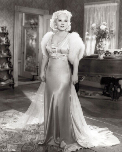 Mae West 1930's era feisty stance full body pose in silk gown 8x10 inch ...