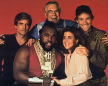 The A Team Peppard Benedict Schulz Mr T & Marla Heasley all smiles 8x10 photo