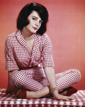 Natalie Wood sits cross legged in red checkered outfit 1956 8x10 inch photo