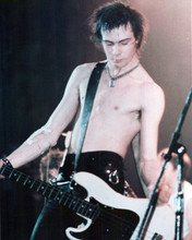 The Sex Pistols Sid Vicious iconic bare chested on stage with guitar 8x10 photo