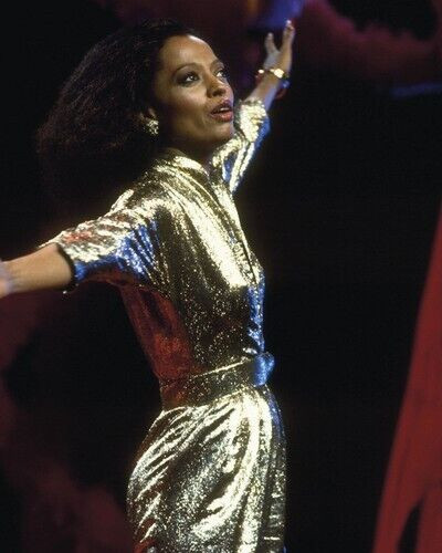 Diana Ross 1970's In Gold Lame Jumpsuit Performing On Tv Show 8x10 Inch 