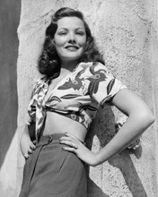 Gene Tierney 1940's glamour in shirt tied at waist showing midriff 8x10 photo