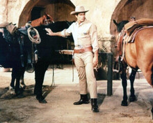 Clint Walker standish tall Cheyenne TV series with horses 8x10 inch photo