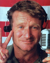 Robin Williams iconic with microphone 1987 Good Morning Vietnam 8x10 inch photo
