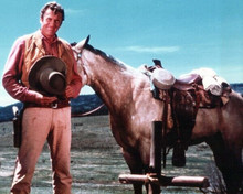 Gunsmoke classic TV western Marshall Dillon tethers his horse 8x10 inch photo