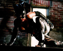 Halle Berry 2004 as Catwoman posing on building ledge outside window 8x10 photo